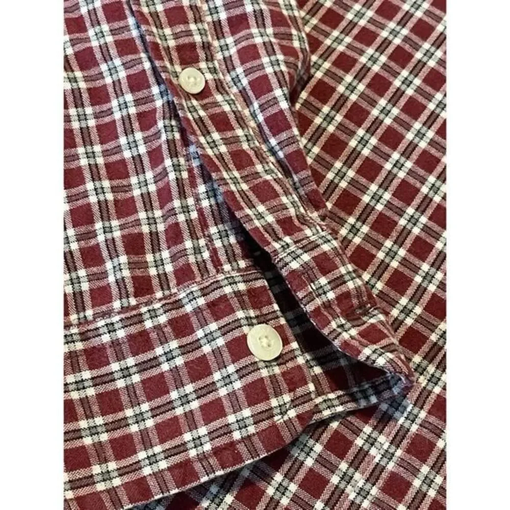 J. Crew Mens XL Tall Red Plaid Button Down Long Sleeve Shirt‎ Pocket
